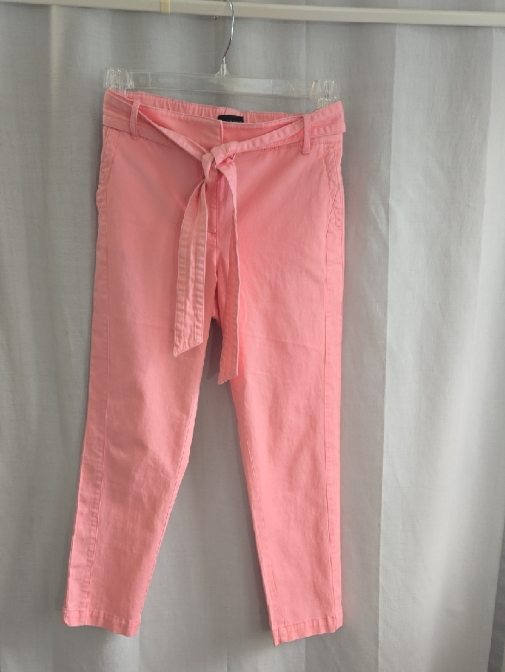 Talbots Soft Pink Tie-Waist Cropped Skinny Pants - Picture 2 of 9